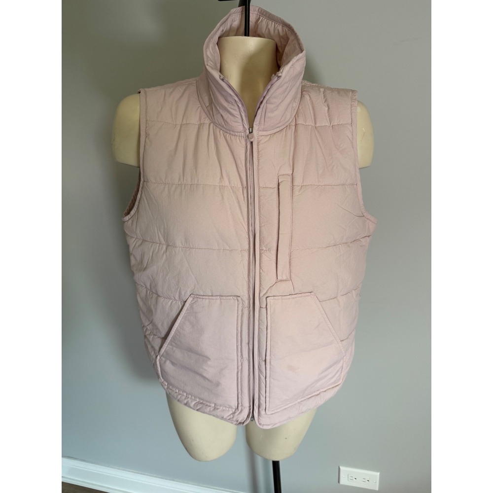 Zella Womens Puffer Vest Blush Pink Quilted Full Zip Sleeveless Jacket Medium